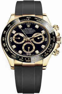 Replica 116518LN Black Diamond Oysterflex Rolex Cosmograph Daytona Yellow Gold Mens Watch