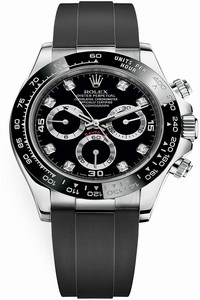 Replica 116519LN Black Diamond Oysterflex Rolex Cosmograph Daytona White Gold Mens Watch