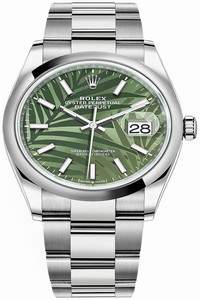 Replica 126200 Olive Green Palm Oyster Rolex Datejust 36mm Stainless Steel Midsize Watch